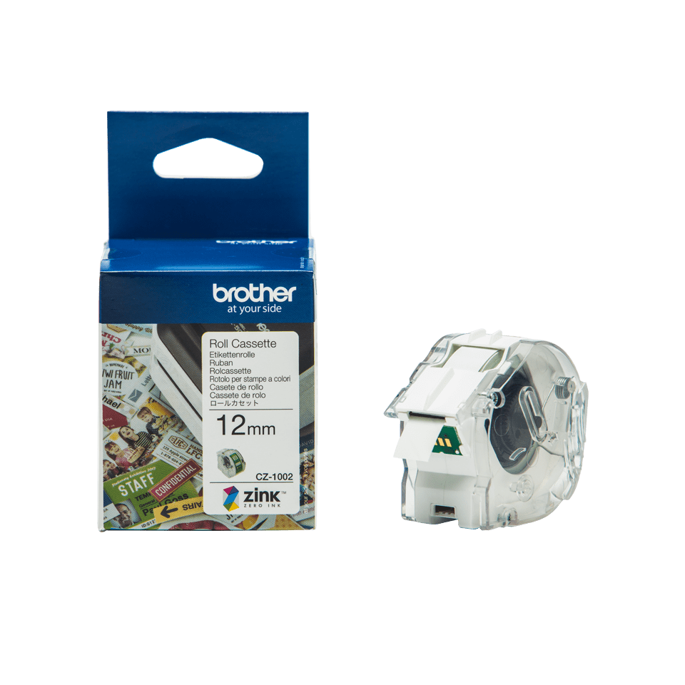 Genuine Brother CZ-1002 full colour continuous label roll, 12mm wide